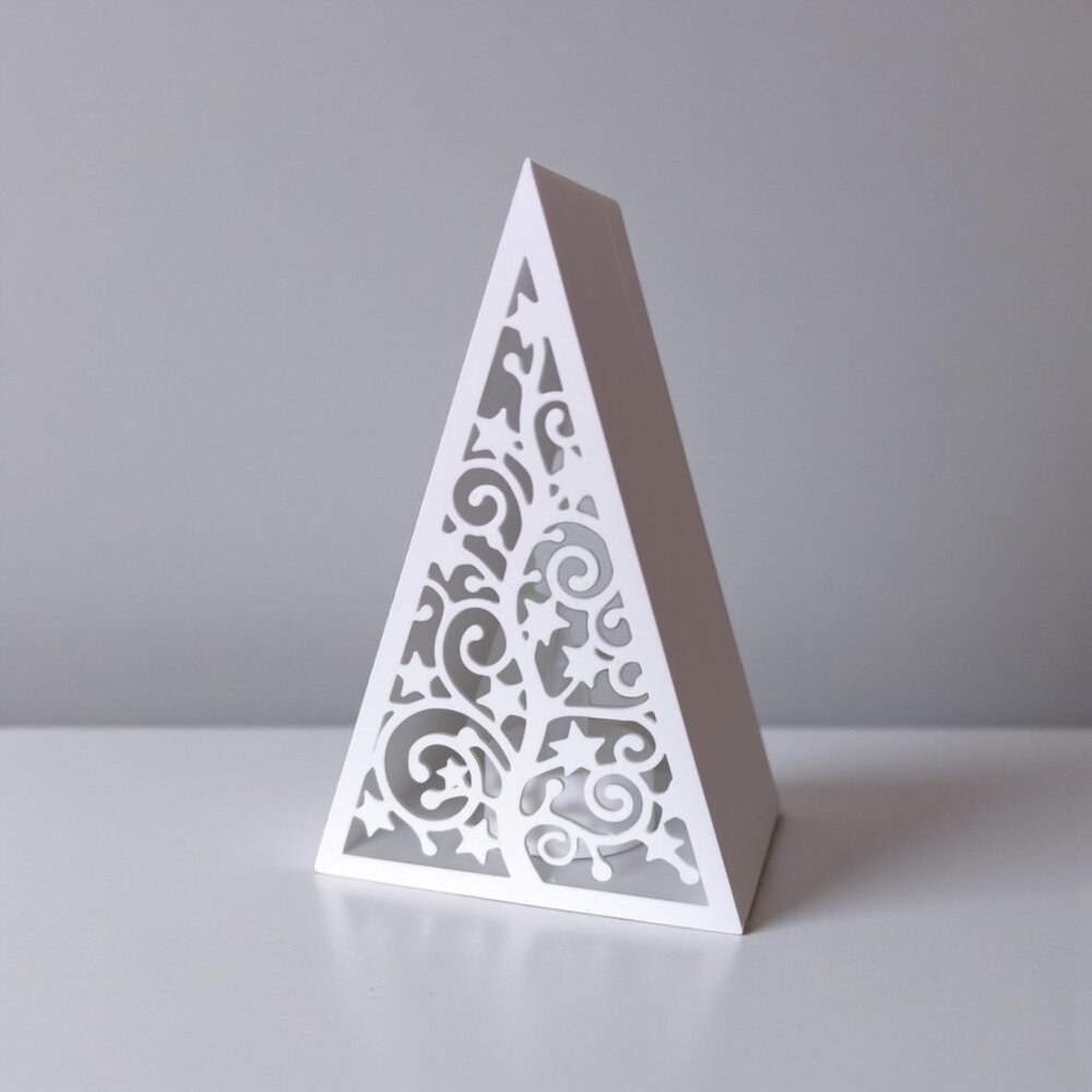 Pyramid Christmas Tree Lantern Tealight Holder w/Tealight LED Candle Multi-Color - Picture 6 of 14